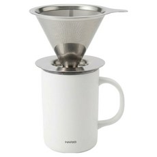 하리오 드리퍼 DMD-02HSV + 이중 보온 보냉 머그컵 화이트 470ml CMG-470 세트, 1세트, 드리퍼 + 머그컵 1세트, 드리퍼 + 머그컵