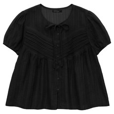 BURU N JUDY 蝴蝶結斜線細褶罩衫 BOSFBL507B