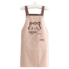 순잠 남녀공용 귀여운 카툰디자인 방수 앞치마, 핑크
