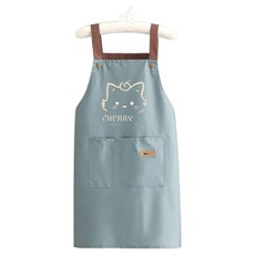순잠 남녀공용 귀여운 카툰디자인 방수 앞치마, 블루