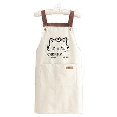 순잠 남녀공용 귀여운 카툰디자인 방수 앞치마, 아이보리