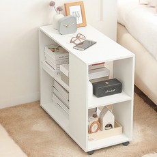 제이에스리빙 테디 바퀴달린 이동식 3단 협탁, 화이트, 화이트