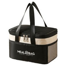 소루엔 대용량 보온보냉 도시락 가방, 블랙, 1개