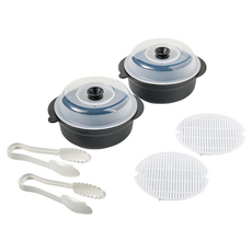 이지앤프리 쿡세이프 전자레인지 조리용기 3종 세트 1200ml, 블랙, 2세트