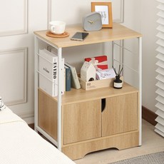 제이에스리빙 네티 다용도 원목 2단 협탁, 네티 다용도 협탁_2단선반, 1개, 우드