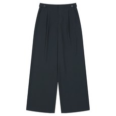 SI FASHION 女款腰帶線條鈕扣亮點寬版長褲 SMPAD2214