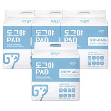 도그야 강아지 프리미엄 고흡수 탈취 논슬립 배변패드, 4개, 40개입