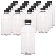 首爾包裝 方形果汁PET飲料容器 黑色瓶蓋, 20個, 500ml