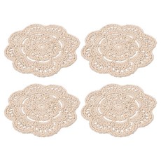 일상속반짝 손뜨개 코스터, 베이지, 4개
