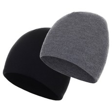 네이처블랙 니트 비니 2p, 블랙, 그레이