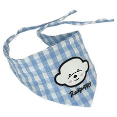 웨이비데이즈 강아지 체크무늬 턱받이 스카프 W265-0226BUFR, 블루, 1개