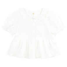 hejmini 棉質花朵蕾絲領襯衫