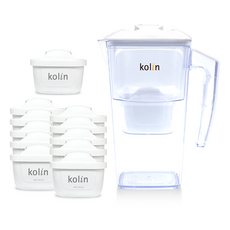 Kolin 歌林 濾水壺 + 四重濾芯 + 五重淨垢濾芯 10個 Brita 適用, 白色, 1套