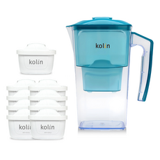 Kolin 歌林 濾水壺 + 四重濾芯 + 五重淨垢濾芯 8個 Brita 適用, 地平線綠, 1套