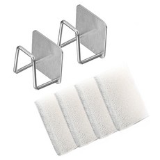 월드크린 스테인레스 수세미 걸이 2p + 필터 수세미 4p 세트, 화이트(수세미), 1세트