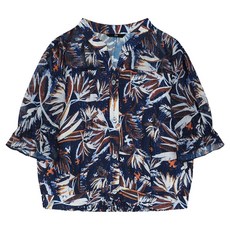 SI FASHION 雪紡拼色荷葉邊袖短版罩衫 SMBAF1464