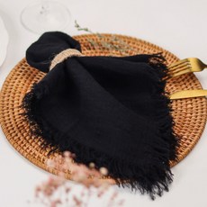 탑피아 린넨 면 패브릭 냅킨 42 x 42 cm, 블랙, 2개, 1개입