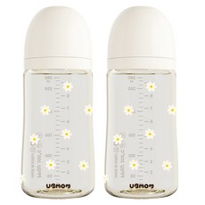유비맘 꽃보다 몽이 PPSU 노꼭지 젖병 트윈팩, DAISY 화이트, 2개, 280ml