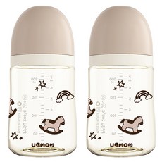 유비맘 배앓이방지 PPSU 리틀포니 젖병 트윈팩, 초코포니, 2개, 200ml