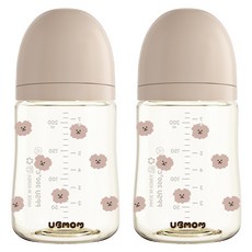 유비맘 꽃보다 몽이 PPSU 노꼭지 젖병 트윈팩, 초코, 2개, 200ml