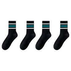 알로데 줄무늬 조깅 중목 양말, 13 블랙그린, 4개