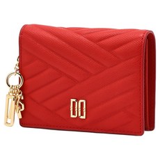 DAKS 紅色菱格紋Logo吊飾短夾 + 保護套