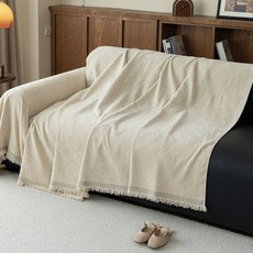 지앤와이 다이아 격자 사계절 소파커버 덮개 블랭킷, 베이지, 1개