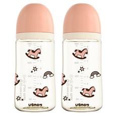 유비맘 배앓이방지 PPSU 리틀포니 젖병 트윈팩, 피치포니, 2개, 280ml