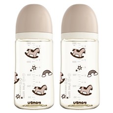 유비맘 배앓이방지 PPSU 리틀포니 젖병 트윈팩, 초코포니, 2개, 280ml