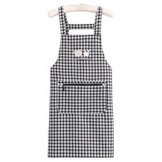 순잠 곰 토끼 캐릭터 지퍼 포켓 패셔너블한 앞치마, 블랙, 1개