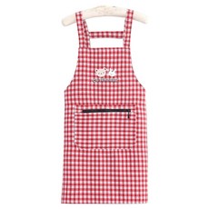 순잠 곰 토끼 캐릭터 지퍼 포켓 패셔너블한 앞치마, 레드, 1개