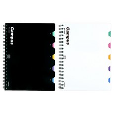 핑크풋 캠퍼스 PP 인덱스노트 2종 세트, 블랙, 화이트, 1세트
