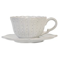 버지니아까사 이탈리카 티 컵 + 소서 세트, 비앙코, 1세트