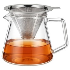 발룬피니 내열유리 핸드드립 커비 서버 500ml + 스텐 304 드리퍼 세트, 1세트
