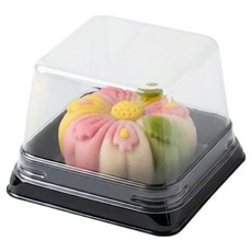 국산 PET 화과자 찹쌀떡 케이스, 검정 + 투명, 200개