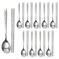 영수산업카멜 스테인리스 스틸 성인 한식용 샌딩 수저 세트, 버블, 10세트, 숟가락 + 젓가락