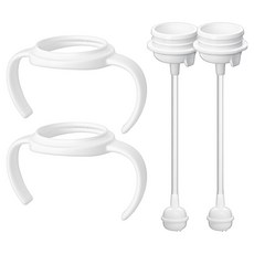 더블하트 젖병손잡이 고급형 + 젖병 추빨대 고급형 세트, 화이트, 2세트