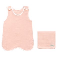 맘스네이처 순면 거즈 수면조끼 + 블랭킷 세트, 복숭아솜