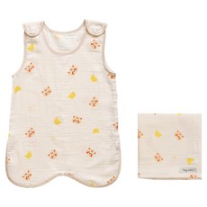 맘스네이처 순면 거즈 수면조끼 + 블랭킷 세트, 베니