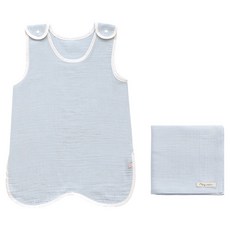 맘스네이처 순면 거즈 수면조끼 + 블랭킷 세트, 파란구름