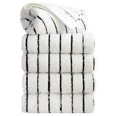 TOWEL TOKTOK Chic Line 條紋飯店紗染毛巾 190g 精梳棉, 5個, 黑色
