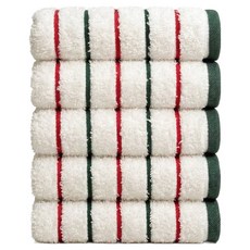 TOWEL TOKTOK Chic Line 條紋飯店紗染毛巾 190g 粉絲棉, 5個, 十字綠