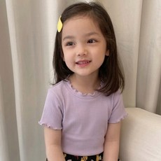 Uvely Hayul 基本款荷葉領羅紋短袖T恤