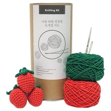 멜로우스토리 니팅키트 딸기 키링, 레드, 1개