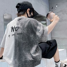 하라로이 NO 프린팅 투톤 루즈핏 반팔 티셔츠