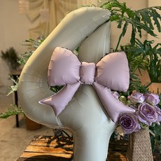 보미프 리본 호일 풍선 + 숫자 4 풍선 40인치 세트, 베이지(리본 풍선), 밀크티(숫자 풍선), 1세트