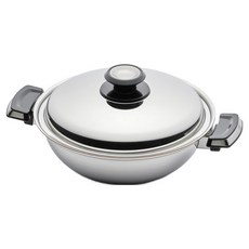 GOTMAN Boe 銅製雙耳電磁爐炒鍋, 1個, 銀色, 24cm