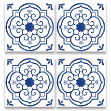 다소 미니멀 레트로 홈 카페 데코 타일 20 x 20 cm RHC-209, 블루, 4개