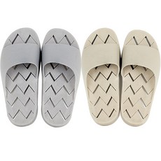 지와이리빙 국산 논슬립 더블유 욕실화 2종 세트, 그레이, 베이지, 1세트