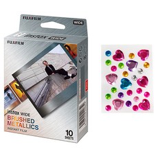 FUJIFILM 富士 instax WIDE底片 Brushed Metallics 10p 寶石貼紙